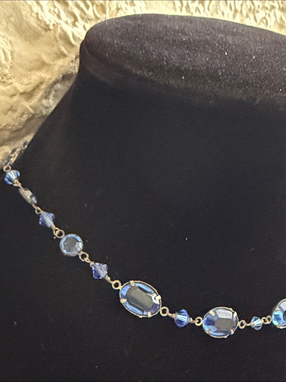 Gorgeous blue crystal necklace sterling silver oxidized hand made vintage - Picture 8 of 13